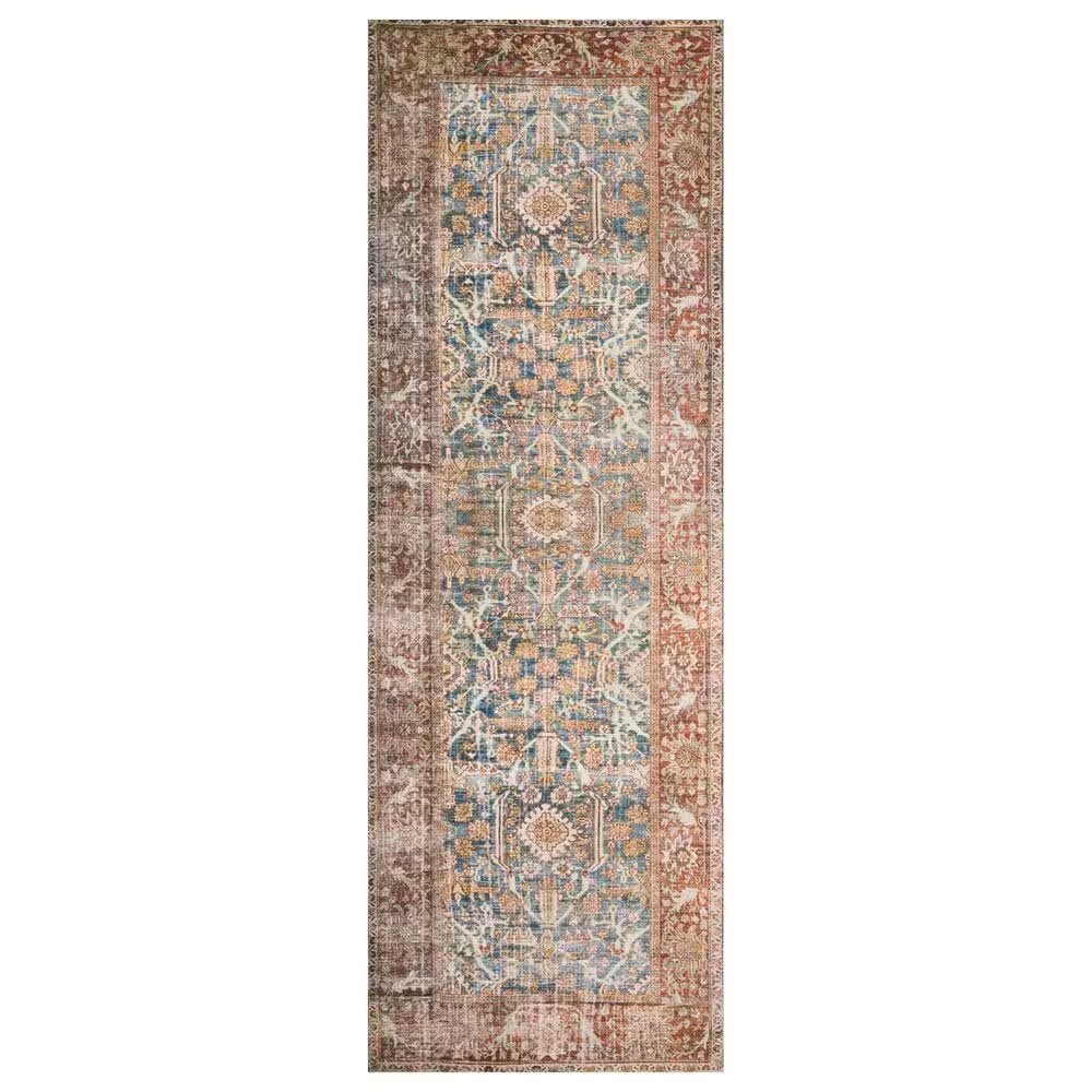 Loloi II Layla LAY-04 2'6" x 9'6" Ocean and Rust Runner