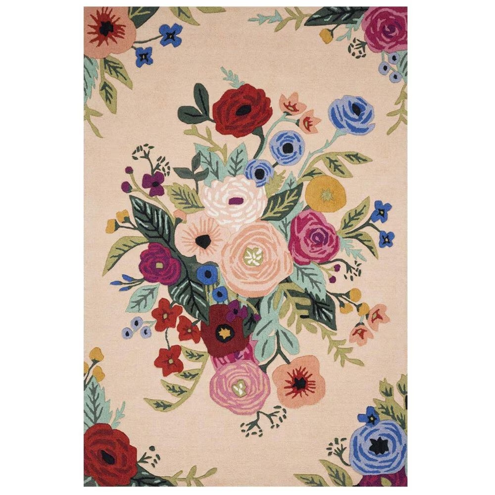 Rifle Paper Co. x Loloi Les Fleurs LES-03 5' x 7'6" Blush Area Rug