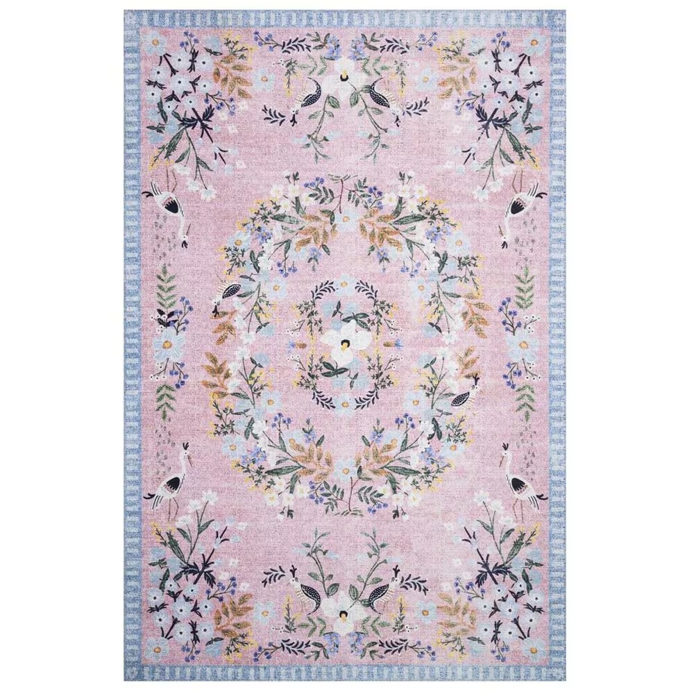 Rifle Paper Co. x Loloi Palais PAL-03 7'6" x 9'6" Rose and Sky Area Rug