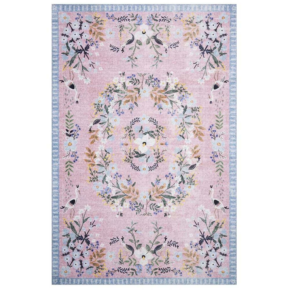 Rifle Paper Co. x Loloi Palais PAL-03 3'9" x 5'9" Rose and Sky Area Rug