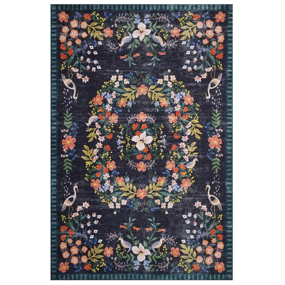 Rifle Paper Co. x Loloi Palais PAL-03 3'9" x 5'9" Black Area Rug