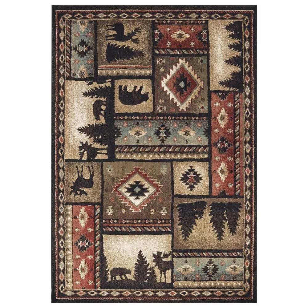 Oriental Weavers Woodlands 1041C 1'10" x 7'6" Black Door Mat