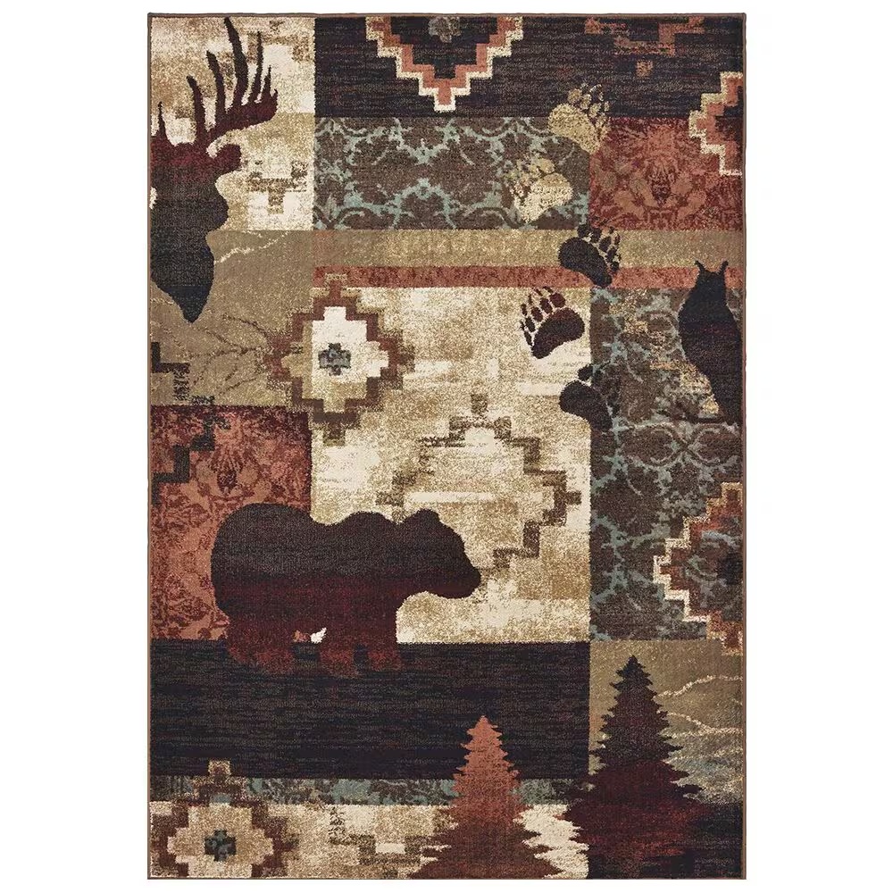 Oriental Weavers Woodlands 9649A 7'10" x 10' Brown Area Rug