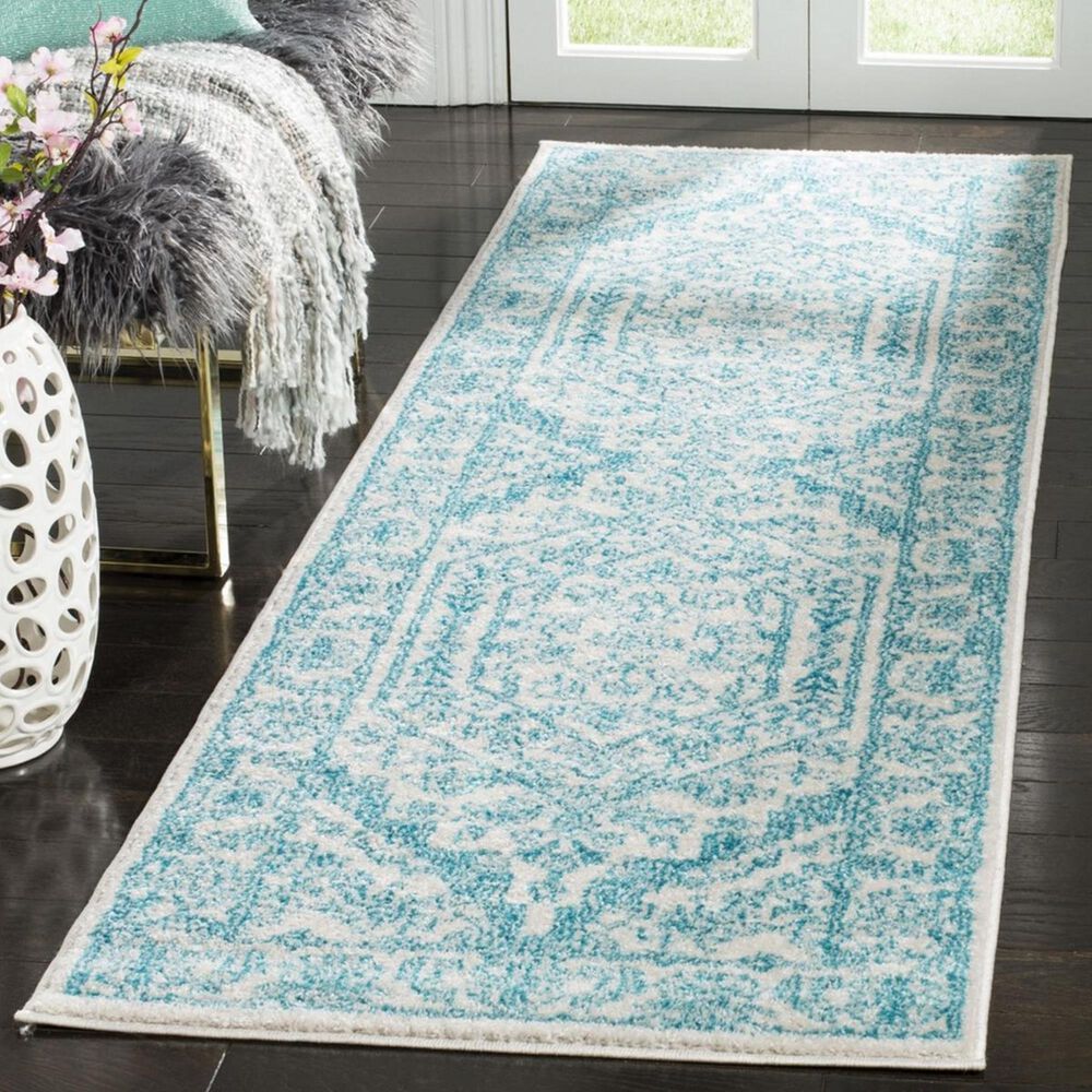Safavieh Adirondack ADR108G 2'6" x 8' Ivory and Teal Runner
