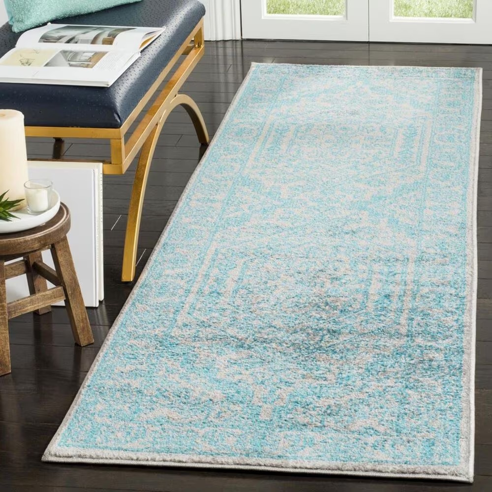 Safavieh Adirondack ADR108L 2'6" x 8' Light Grey and Teal Runner