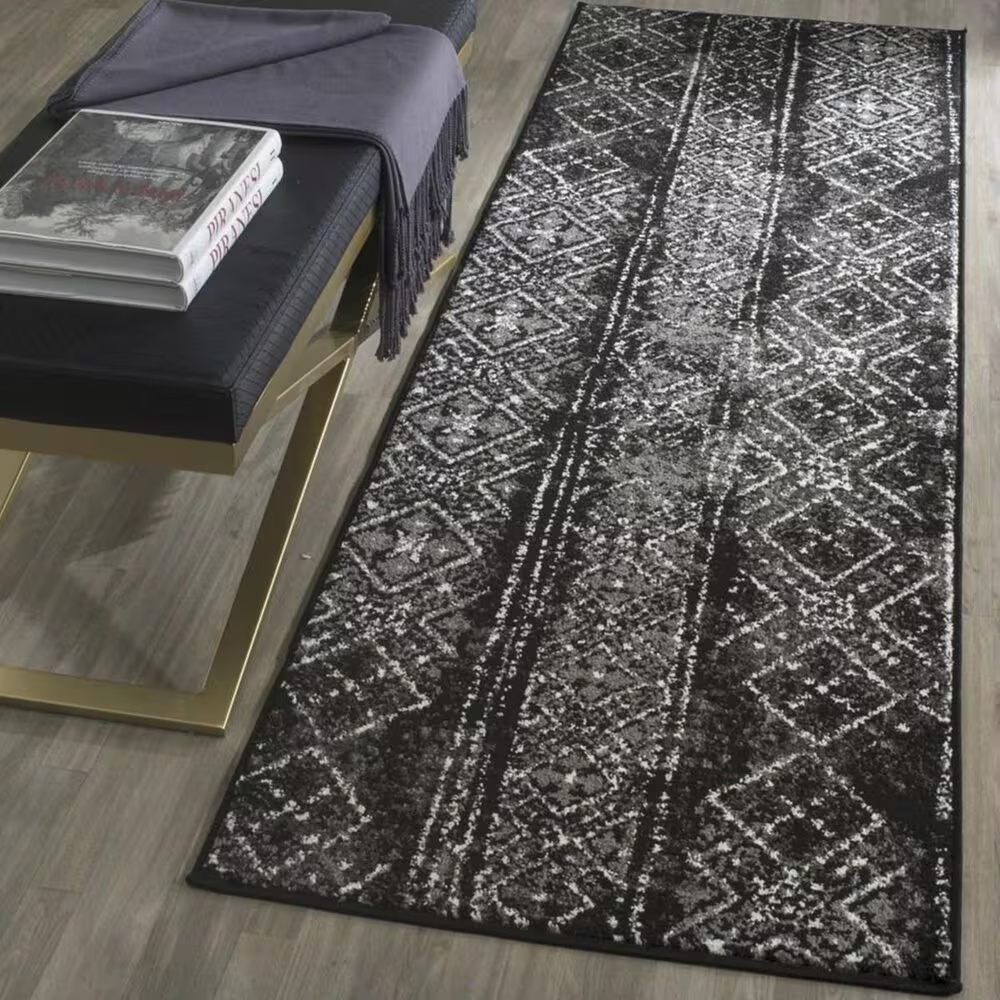Safavieh Adirondack ADR111C 2'6" x 12' Black and Silver Runner