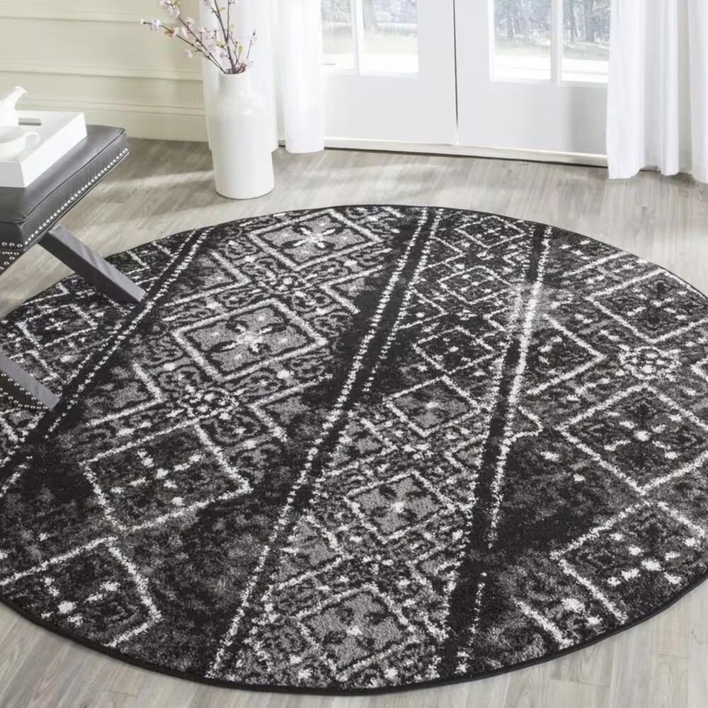Safavieh Adirondack ADR111C 4' Round Black and Silver Area Rug