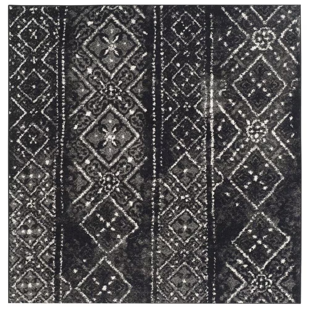 Safavieh Adirondack ADR111C 4' Square Black and Silver Area Rug