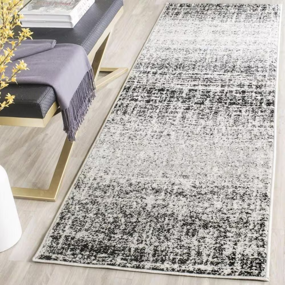 Safavieh Adirondack ADR116B 2'6" x 10' Ivory and Black Runner