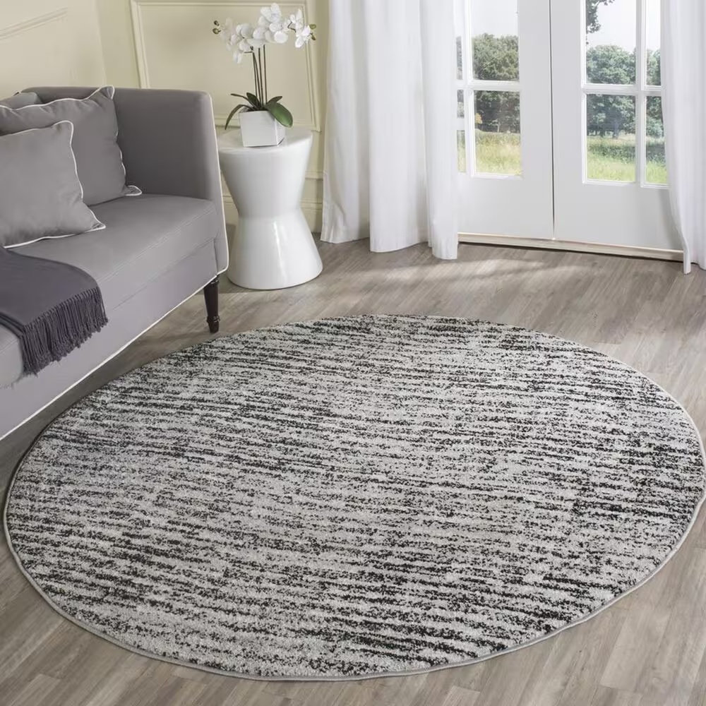 Safavieh Adirondack ADR117A 6' Round Black and Silver Area Rug