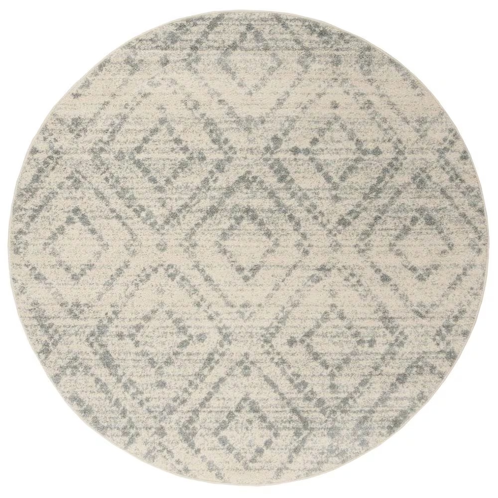 Safavieh Adirondack ADR131T-6R 6' Round Ivory and Light Blue Area Rug