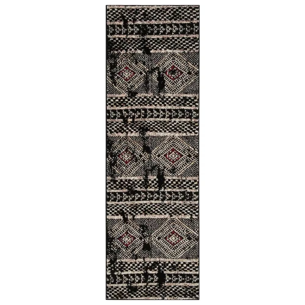 Safavieh Adirondack ADR202Z 2'6" x 8' Black and Light Grey Runner