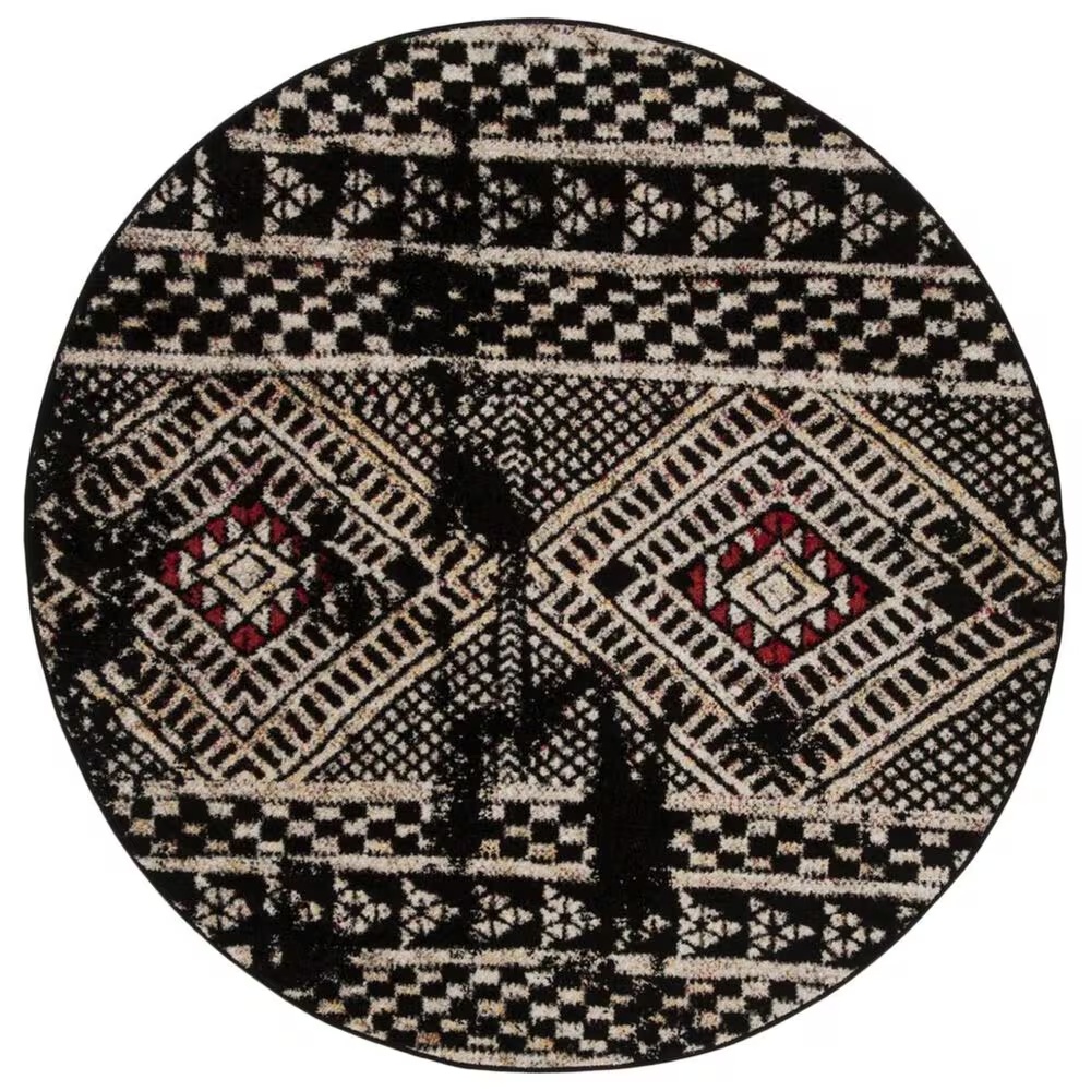 Safavieh Adirondack ADR202Z 6' Round Black and Light Grey Area Rug