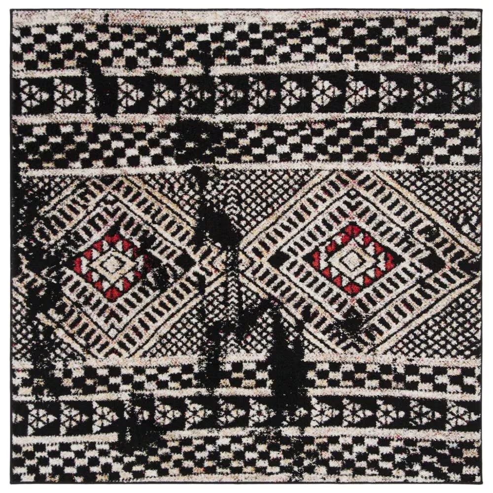 Safavieh Adirondack ADR202Z 6' Square Black and Light Grey Area Rug