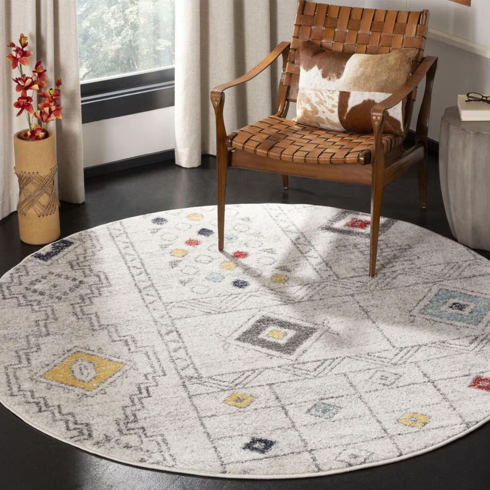 Safavieh Adirondack ADR206F 6' Round Light Grey and Aqua Area Rug