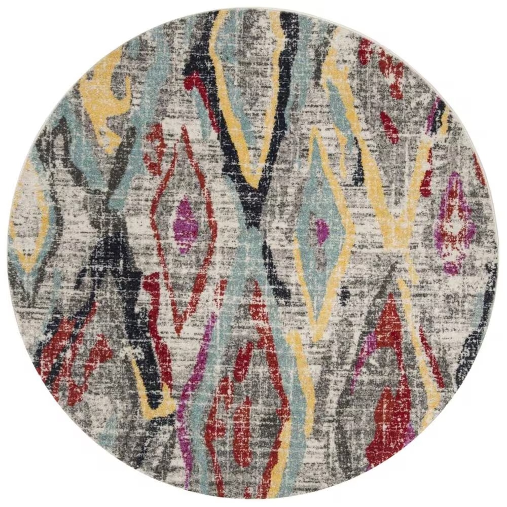Safavieh Adirondack ADR209F 6' Round Light Grey and Red Area Rug