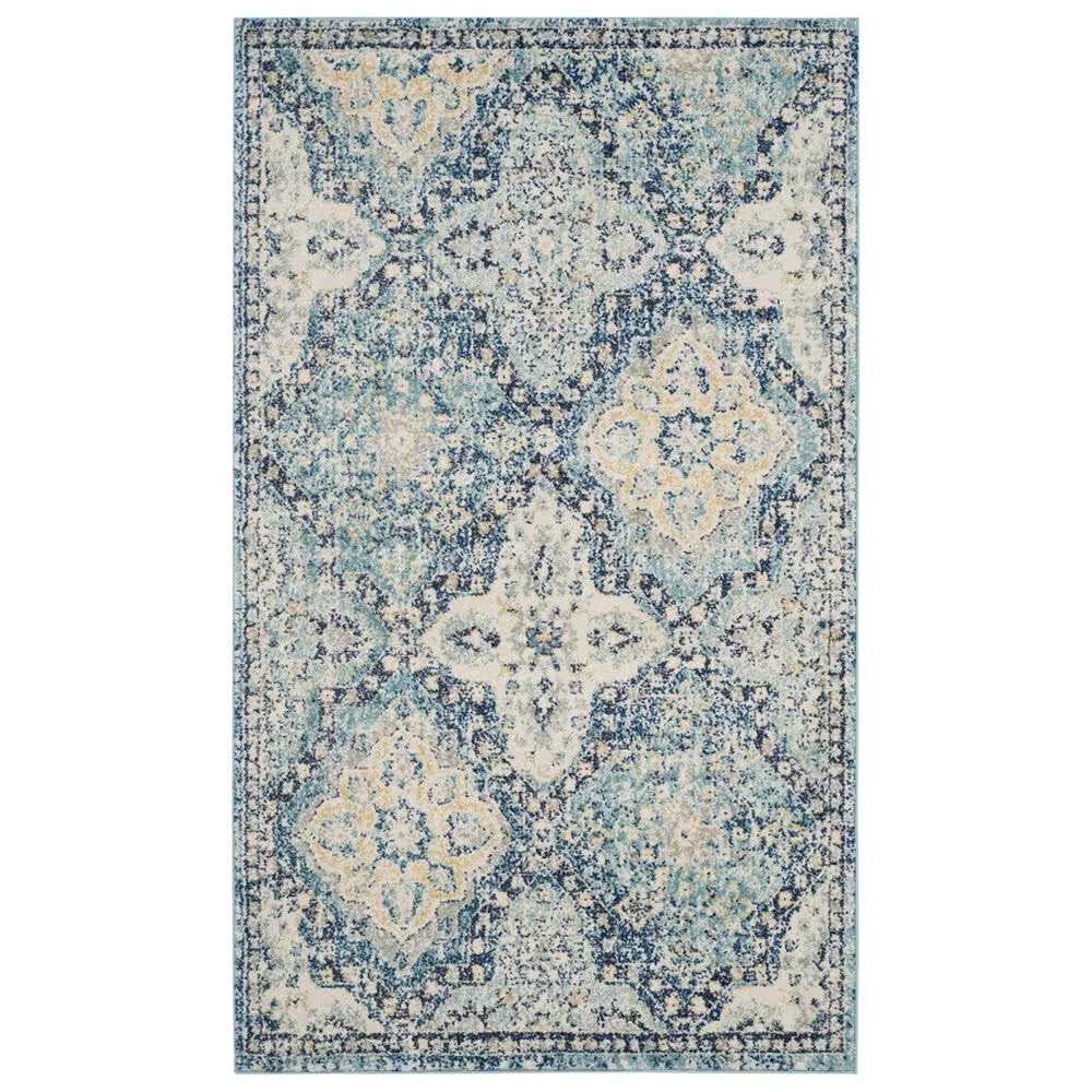 Safavieh Evoke EVK274C 2'2" x 4' Light Blue and Ivory Scatter Rug