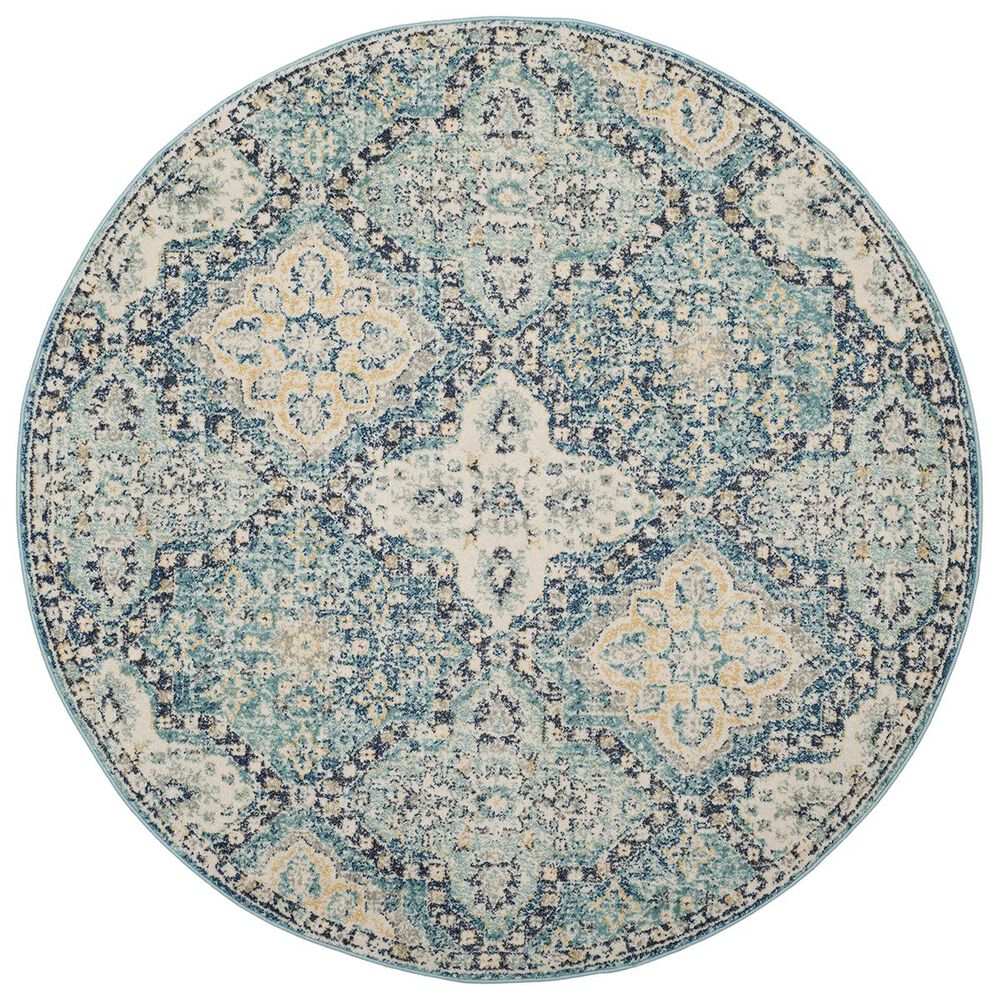 Safavieh Evoke EVK274C 5'1" Round Light Blue and Ivory Area Rug