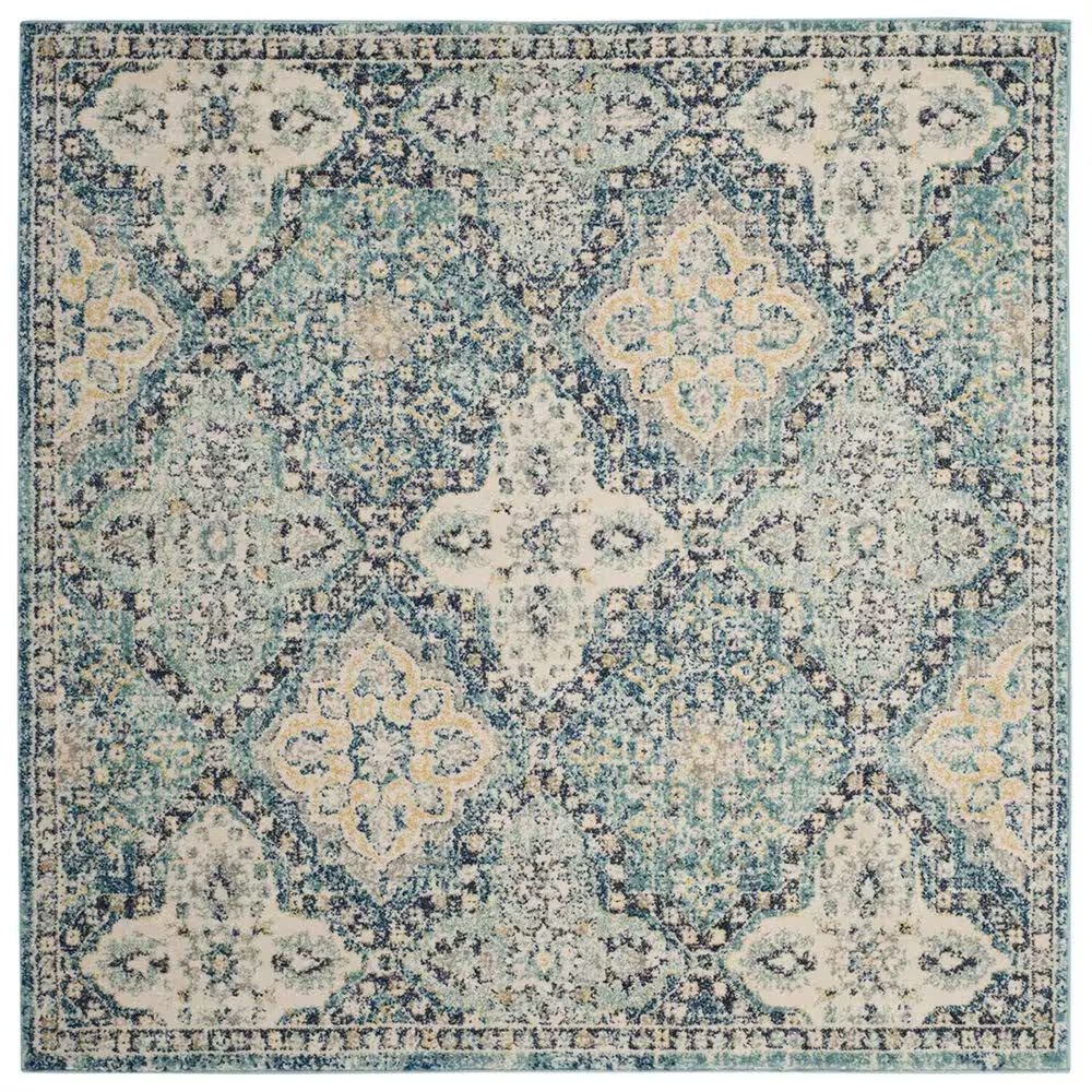 Safavieh Evoke EVK274C 5'1" Square Light Blue and Ivory Area Rug