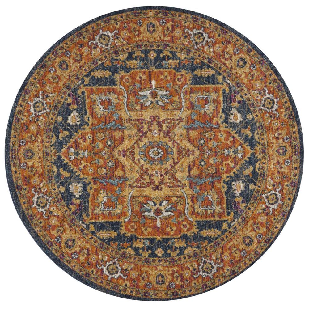 Safavieh Evoke EVK275C 5'1" Round Blue and Orange Area Rug