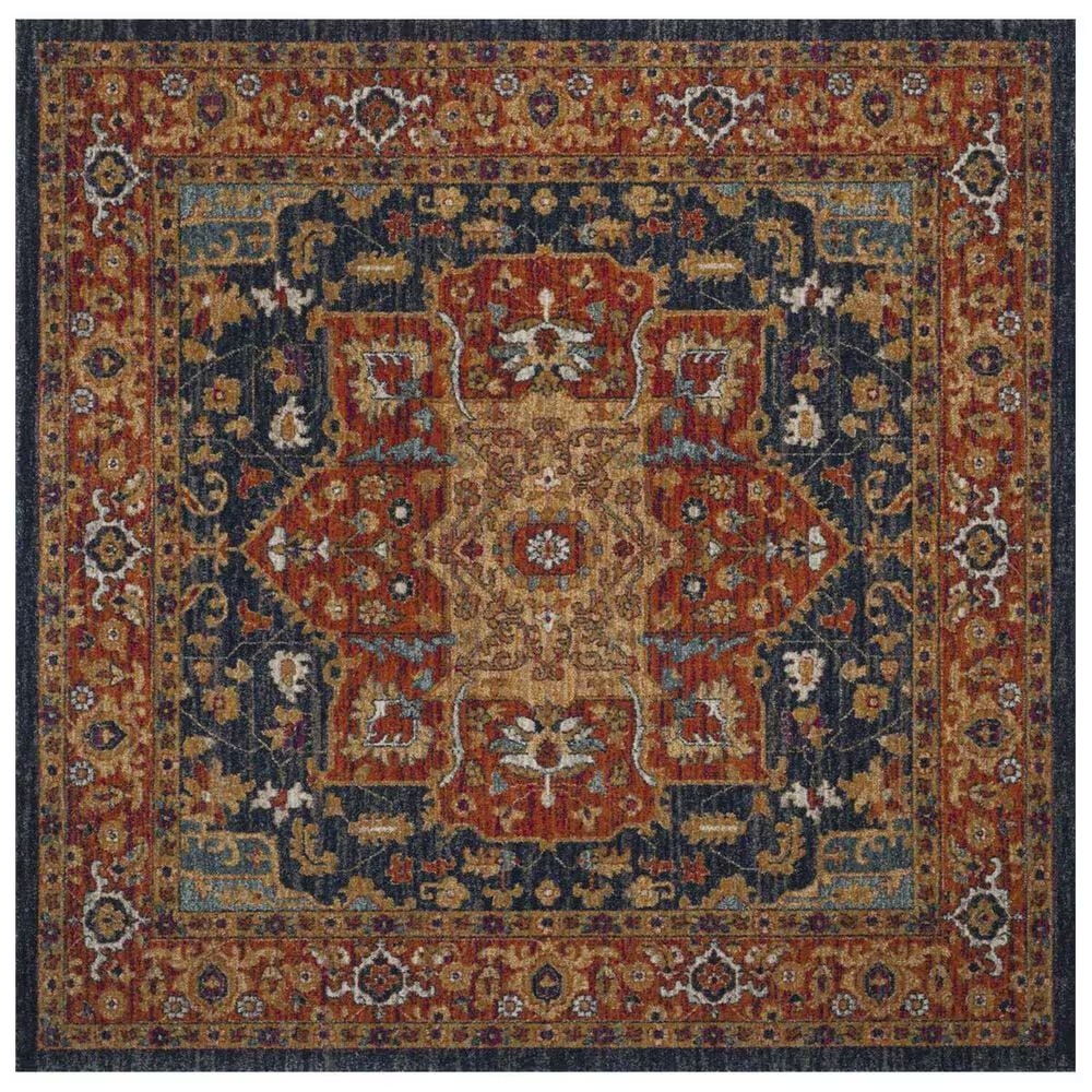 Safavieh Evoke EVK275C 5'1" Square Blue and Orange Area Rug