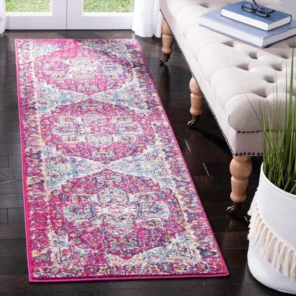 Safavieh Evoke EVK275R 2'2" x 7' Fuchsia and Ivory Runner
