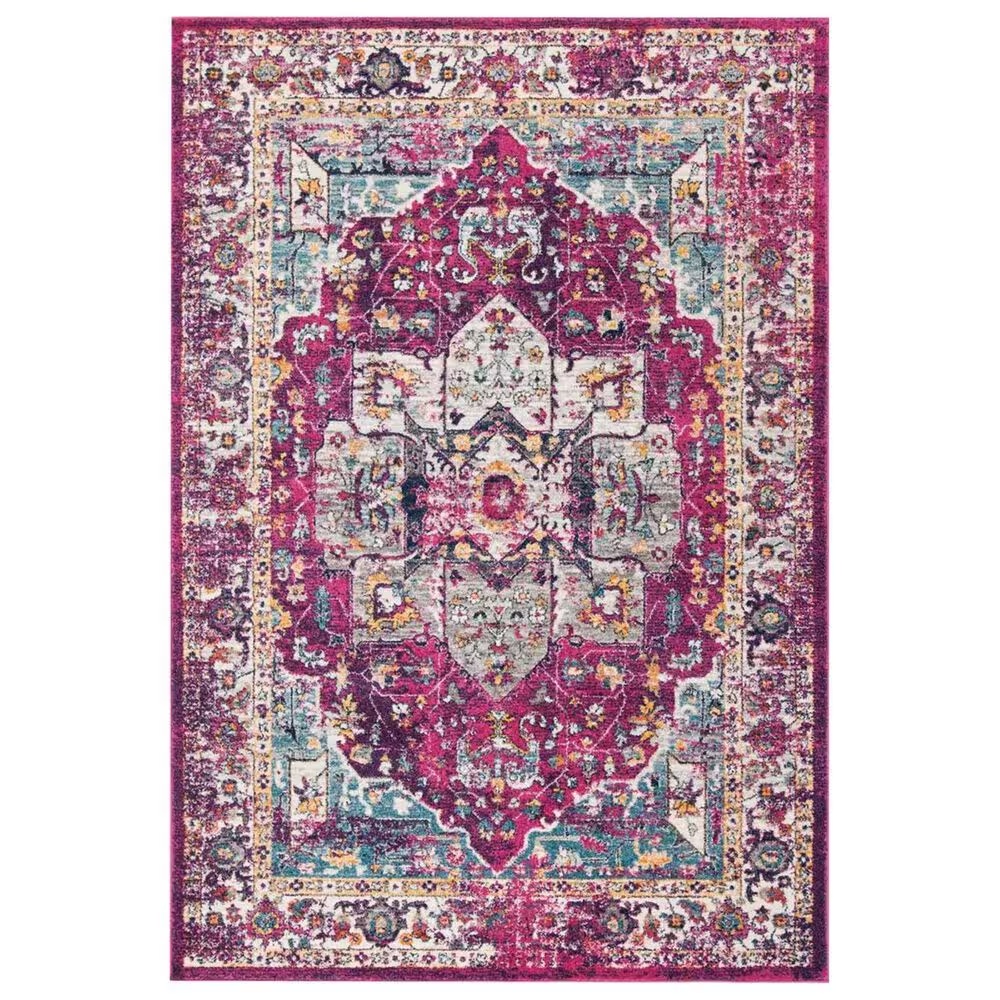 Safavieh Evoke EVK275R 5'1" x 7'6" Fuchsia and Ivory Area Rug
