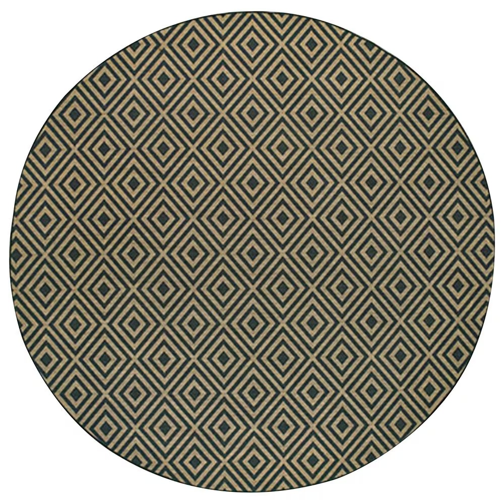 Oriental Weavers Marina 2335K 7'10" Round Black and Tan Area Rug