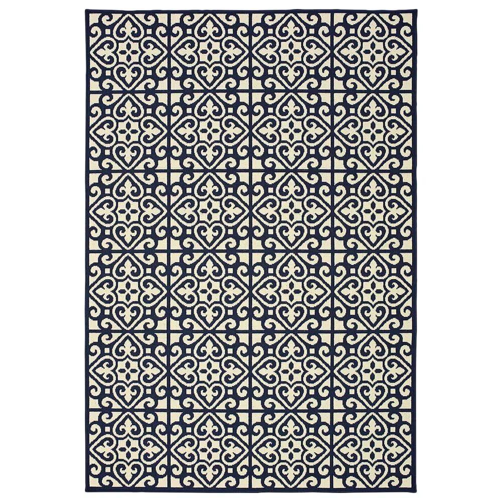 Oriental Weavers Marina 5927B 5'3" x 7'6" Ivory and Navy Area Rug