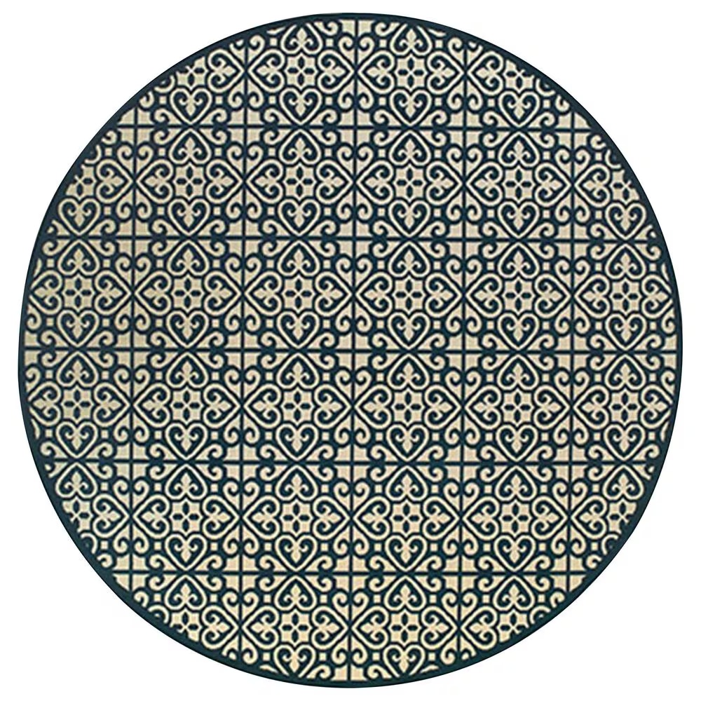 Oriental Weavers Marina 5927B 7'10" Round Ivory and Navy Area Rug