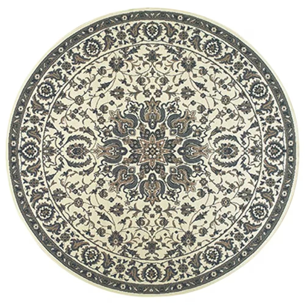 Oriental Weavers Marina 1248W 7'10" Round Ivory and Navy Area Rug