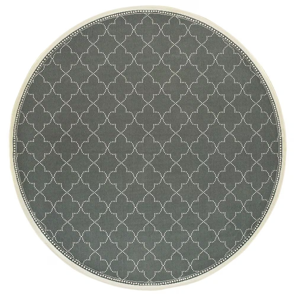 Oriental Weavers Marina 6025L 7'10" Round Grey and Ivory Area Rug