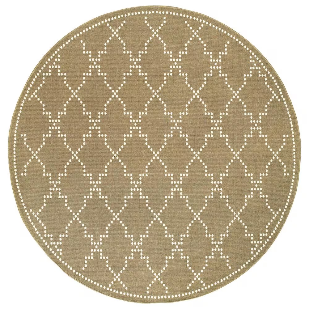 Oriental Weavers Marina 7765Y 7'10" Round Tan and Ivory Area Rug