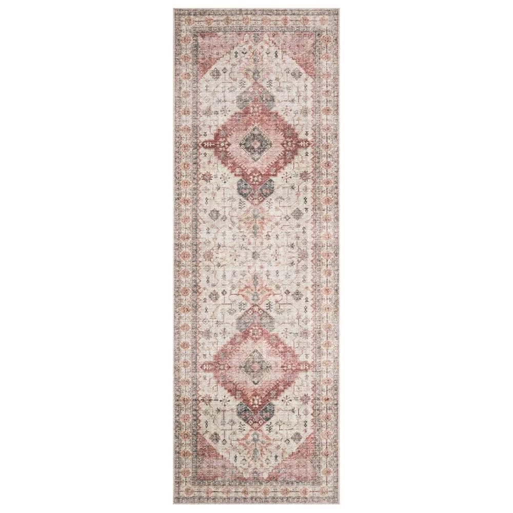 Loloi II Skye SKY-02 2'6" x 7'6" Ivory and Berry Runner