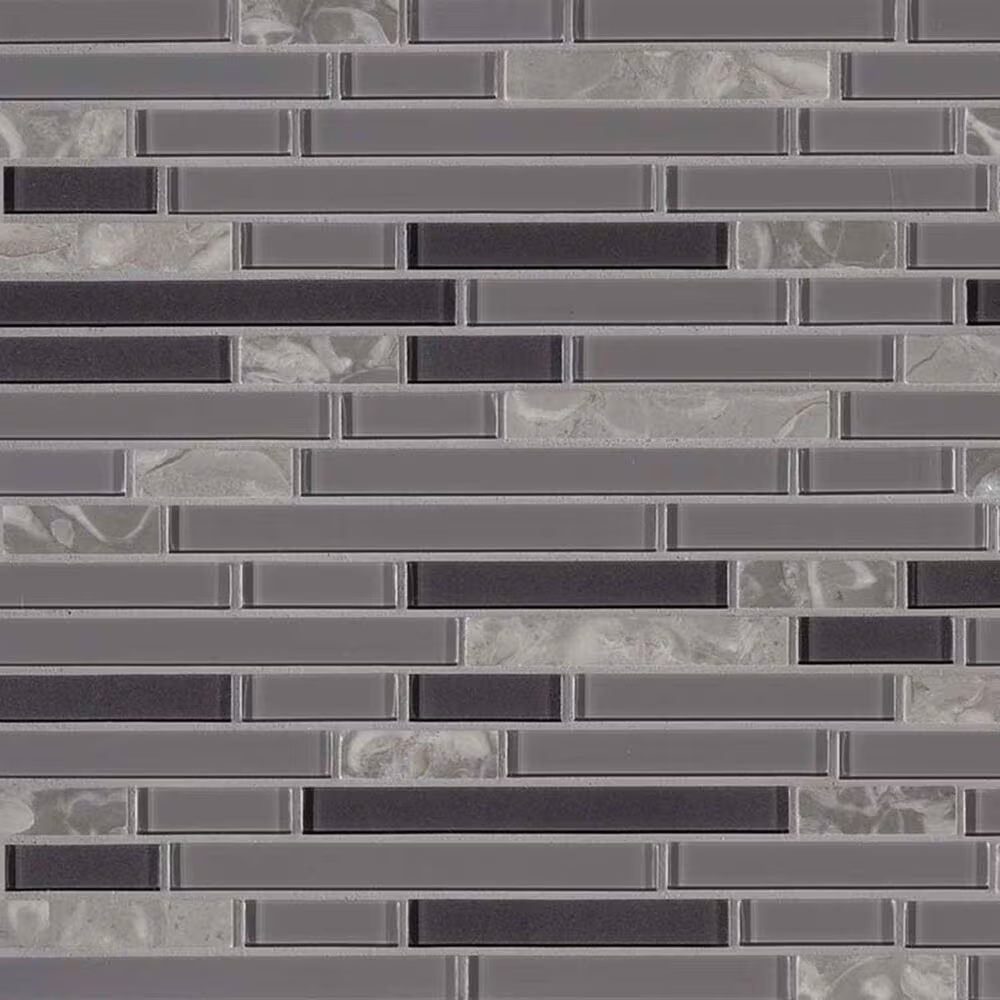 MS International Lorena Grigio Gray 12" x 12" Glass and Stone Mosaic Sheet