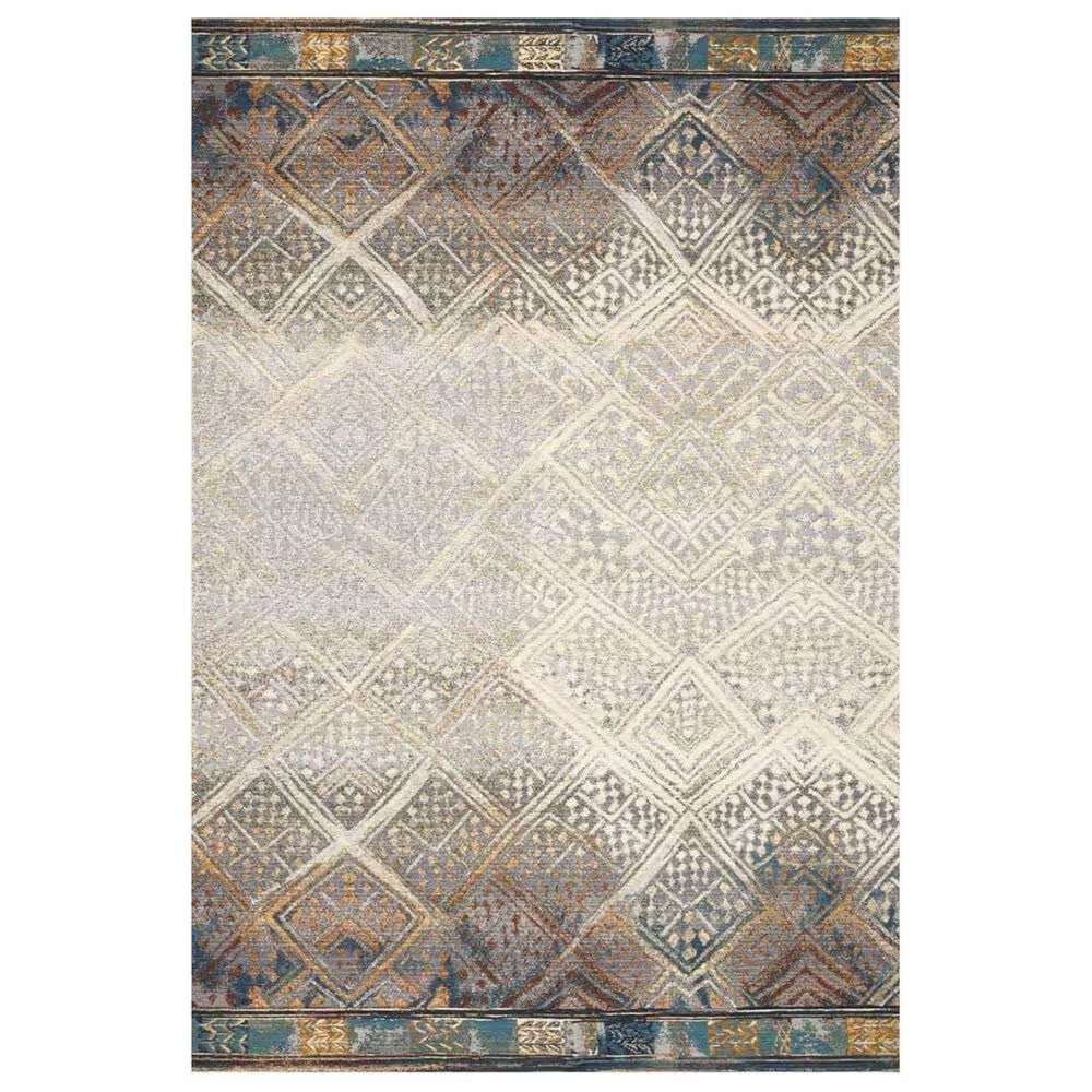 Loloi Mika 6'7" x 9'4" Ivory and Mediterranean Area Performance Rug