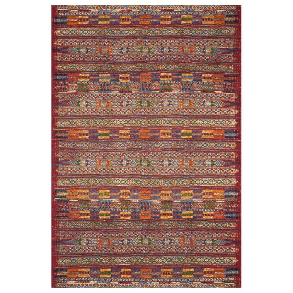 Loloi Mika 5'3" x 7'8" Red and Multicolor Area Performance Rug