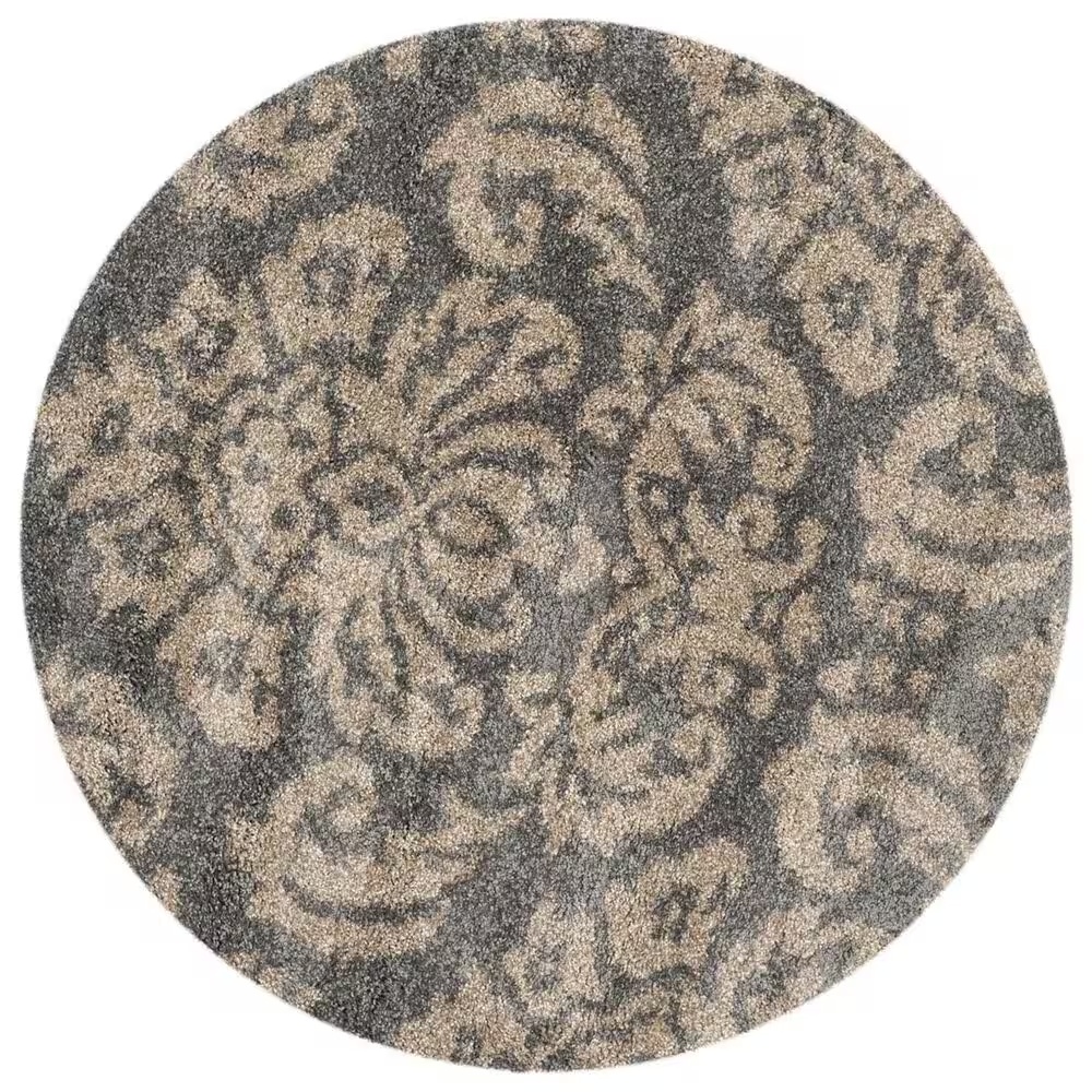 Safavieh Florida Shag SG460-8013 4' Round Grey and Beige Area Rug