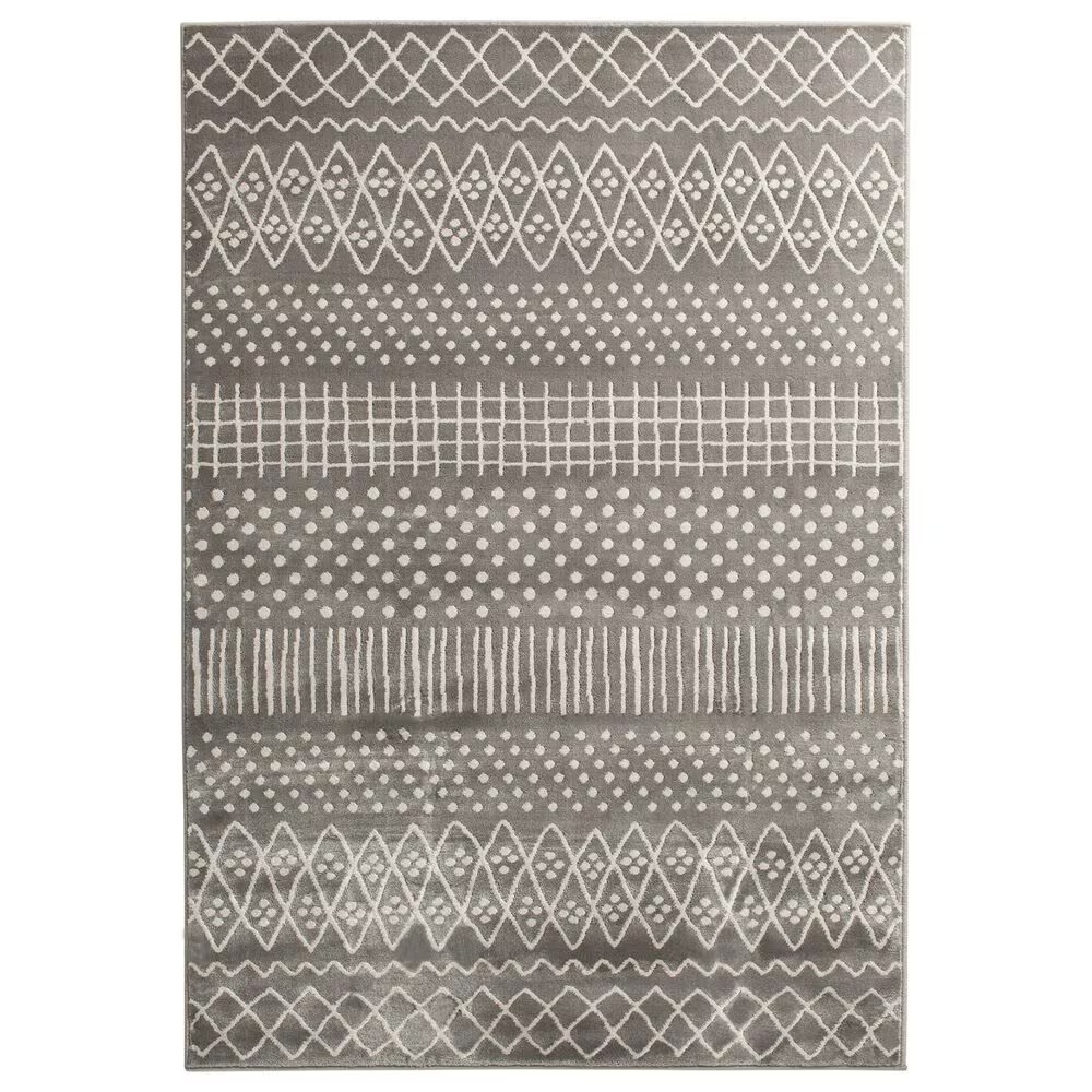 Central Oriental Corso Alvis 7'10" x 9'10" Grey and White Area Rug