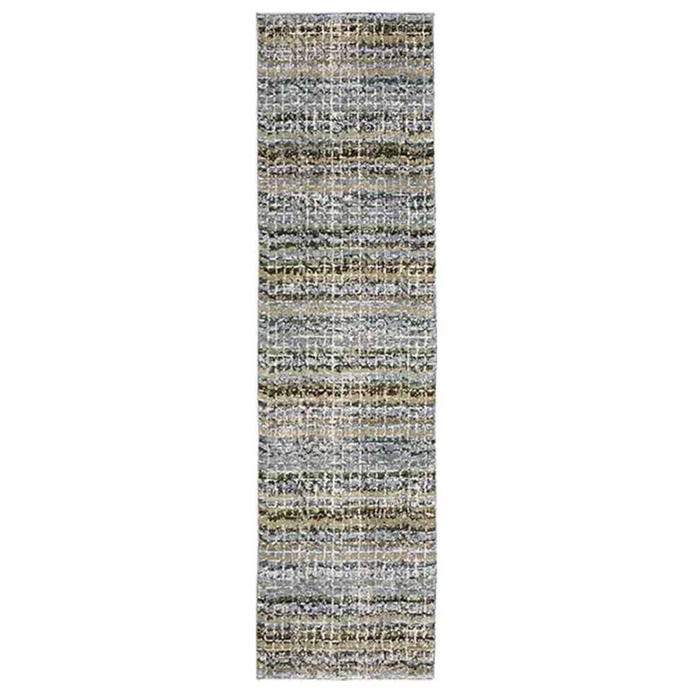 Oriental Weavers Atlas Stripe 747B0 8'6" x 22'7" Blue Runner