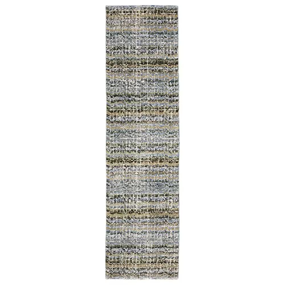 Oriental Weavers Atlas Stripe 747B0 2'3" x 8' Blue and Green Runner