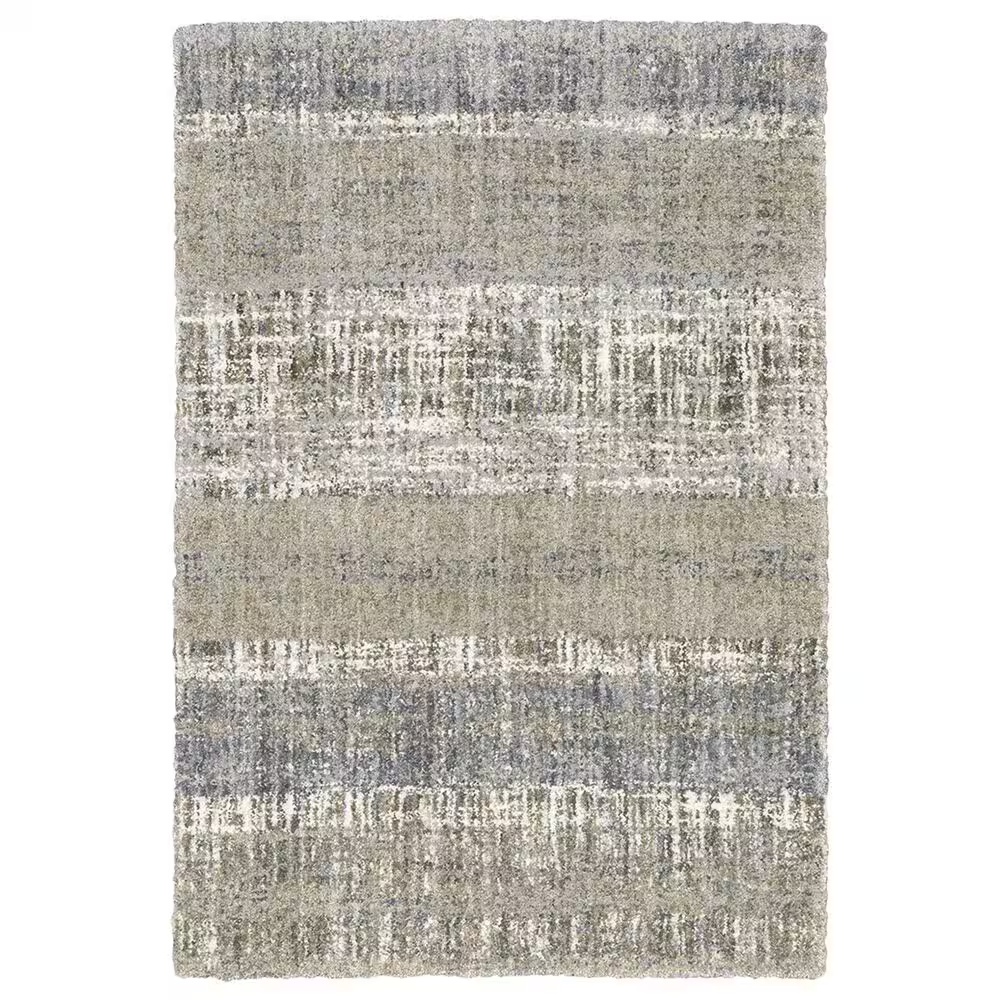 Oriental Weavers Aspen Distressed Shag 530J9 6'7" x 9'6" Gray and Ivory Area Rug