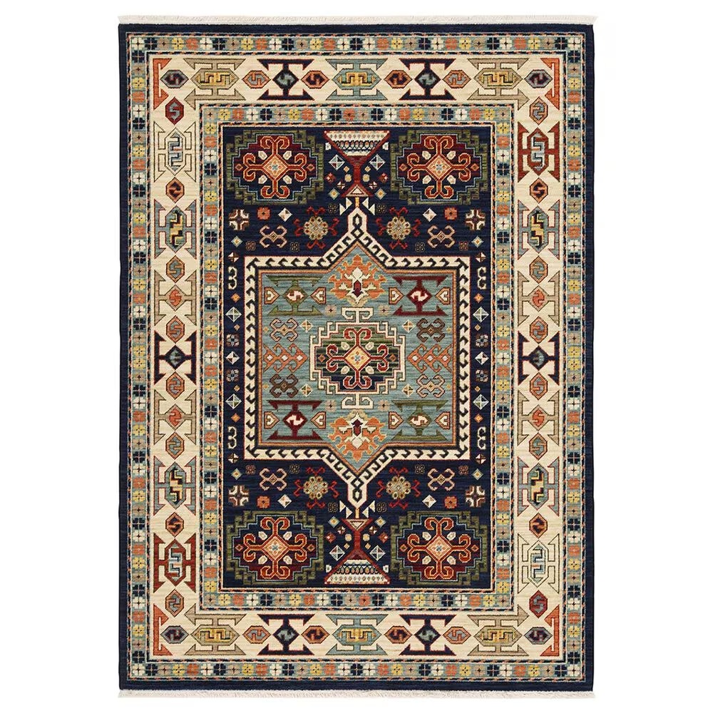 Oriental Weavers Lilihan Medallion 041H6 3'3" x 5' Blue and Ivory Area Rug