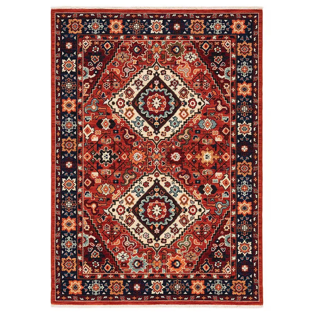 Oriental Weavers Lilihan Medallion 2061V 2' x 6' Red and Blue Scatter Rug
