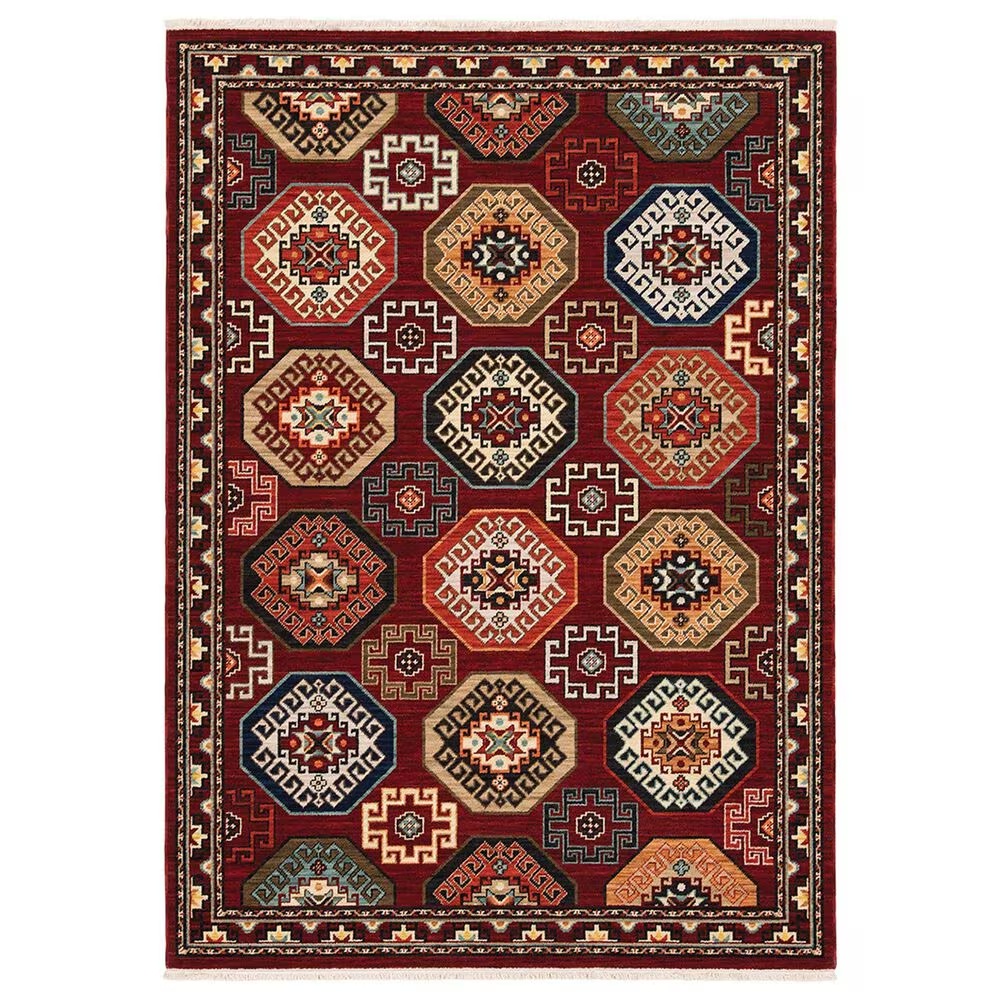 Oriental Weavers Lilihan Geometric 091R6 2' x 6' Red Scatter Rug