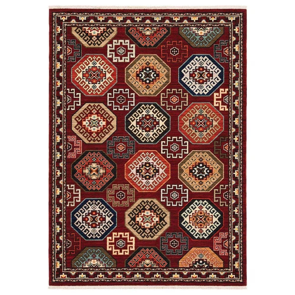 Oriental Weavers Lilihan Geometric 091R6 5'3" x 7'6" Red Area Rug