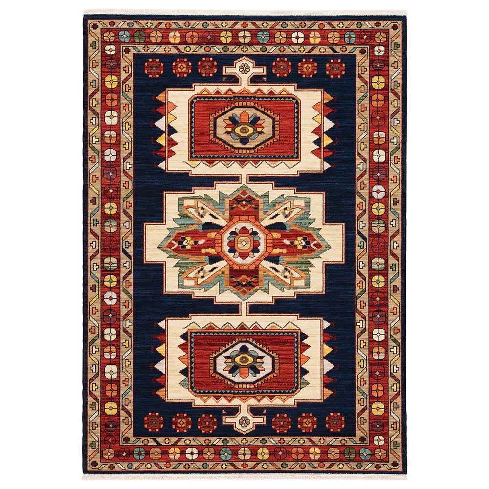Oriental Weavers Lilihan Oriental 090B6 5'3" x 7'6" Blue and Red Area Rug