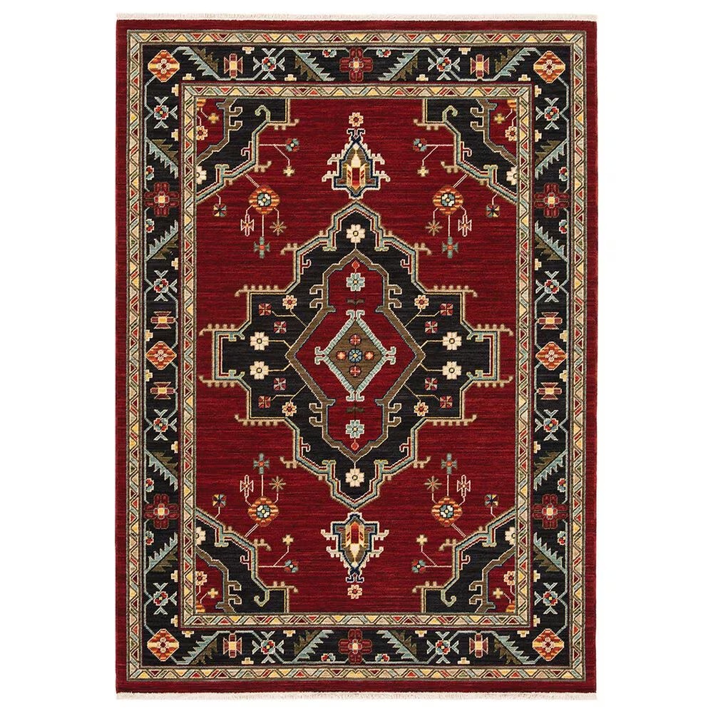 Oriental Weavers Lilihan Medallion 092R6 6'7" x 9'6" Red and Black Area Rug