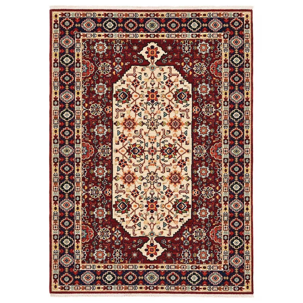 Oriental Weavers Lilihan Oriental 1802W 2' x 3' Red and Ivory Scatter Rug