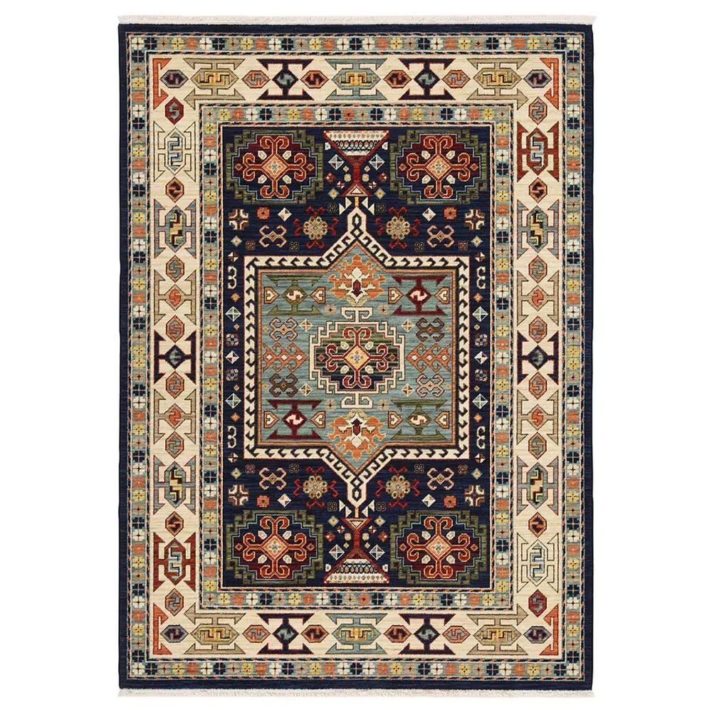 Oriental Weavers Lilihan Medallion 041H6 2' x 6' Blue and Ivory Scatter Rug